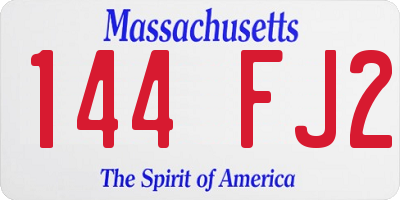MA license plate 144FJ2