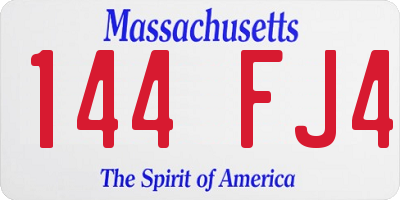 MA license plate 144FJ4