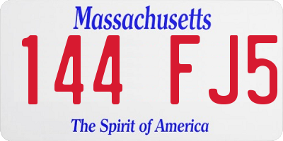 MA license plate 144FJ5