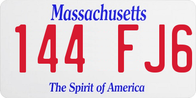 MA license plate 144FJ6