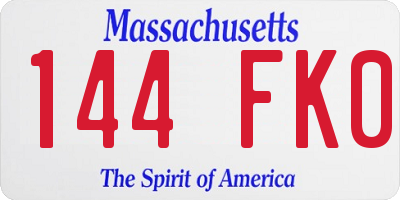 MA license plate 144FK0