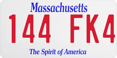 MA license plate 144FK4