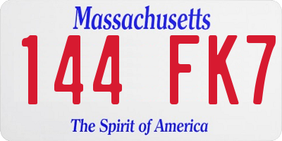 MA license plate 144FK7