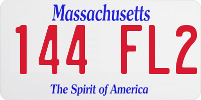 MA license plate 144FL2