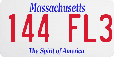 MA license plate 144FL3