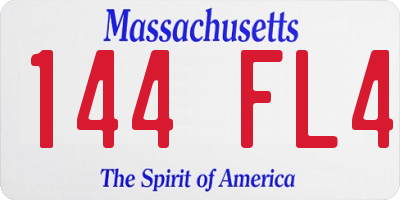 MA license plate 144FL4