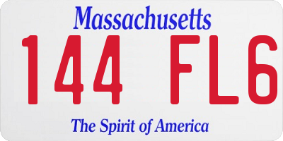 MA license plate 144FL6