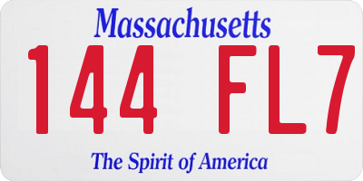 MA license plate 144FL7