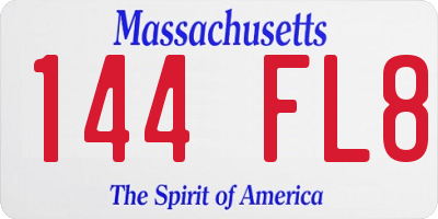 MA license plate 144FL8