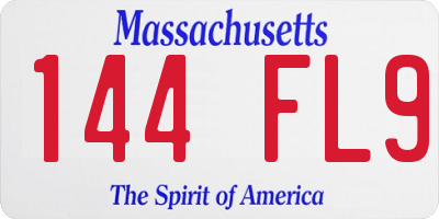 MA license plate 144FL9