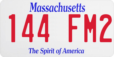 MA license plate 144FM2