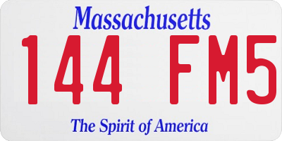 MA license plate 144FM5