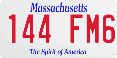 MA license plate 144FM6
