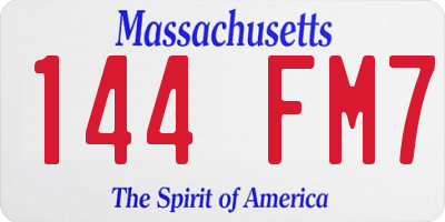 MA license plate 144FM7