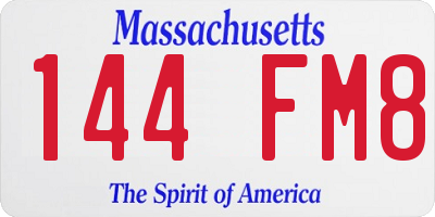 MA license plate 144FM8
