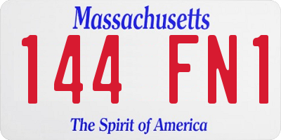 MA license plate 144FN1