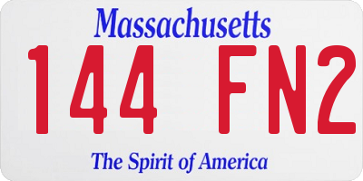 MA license plate 144FN2
