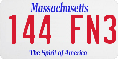 MA license plate 144FN3