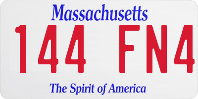 MA license plate 144FN4