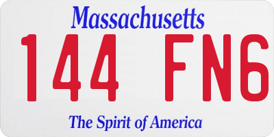 MA license plate 144FN6
