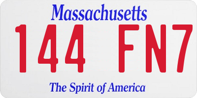 MA license plate 144FN7