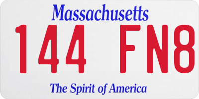 MA license plate 144FN8