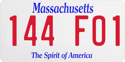 MA license plate 144FO1