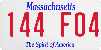 MA license plate 144FO4