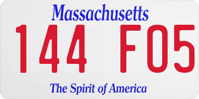 MA license plate 144FO5