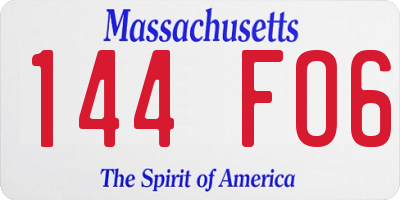 MA license plate 144FO6