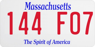 MA license plate 144FO7