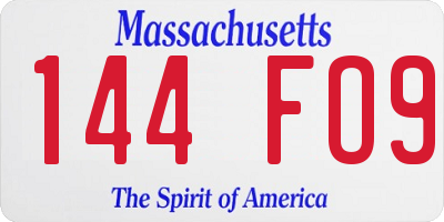 MA license plate 144FO9