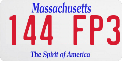 MA license plate 144FP3