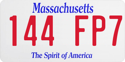 MA license plate 144FP7