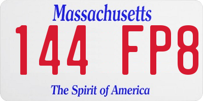 MA license plate 144FP8