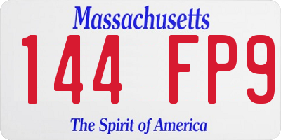 MA license plate 144FP9