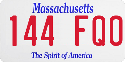 MA license plate 144FQ0