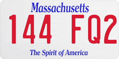 MA license plate 144FQ2