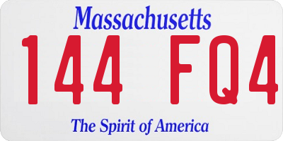 MA license plate 144FQ4