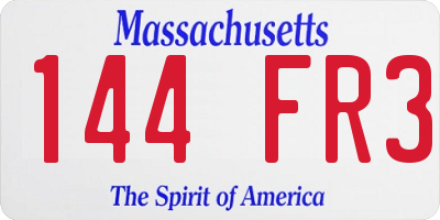MA license plate 144FR3