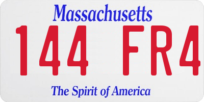 MA license plate 144FR4