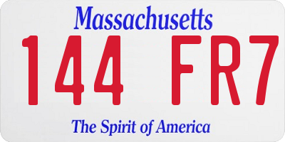 MA license plate 144FR7