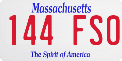 MA license plate 144FS0