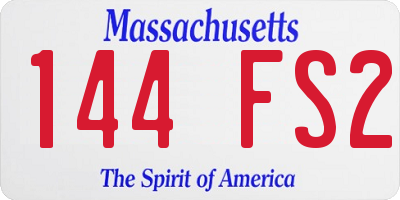 MA license plate 144FS2