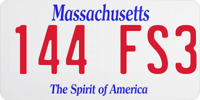 MA license plate 144FS3
