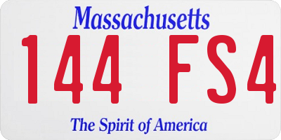 MA license plate 144FS4
