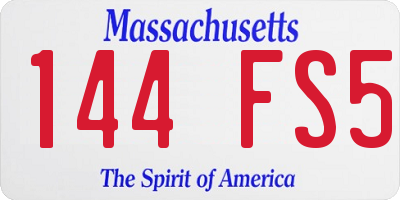 MA license plate 144FS5