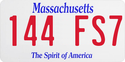 MA license plate 144FS7