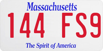 MA license plate 144FS9
