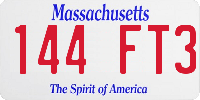 MA license plate 144FT3